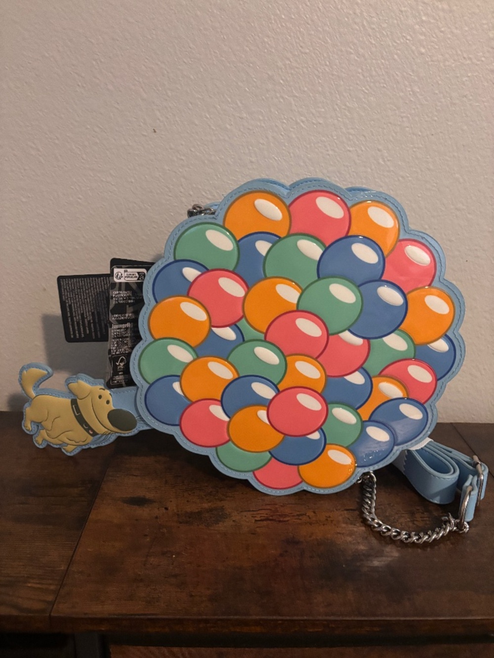 Disney Pixar Loungefly Up Balloon Purse Bag NWT Doug Hanging From Balloon